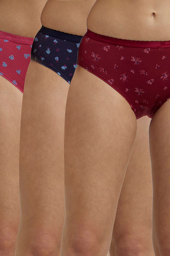 Buy Jockey Low Rise Full Coverage Bikini Panty (Pack of 3) - Dark Prints